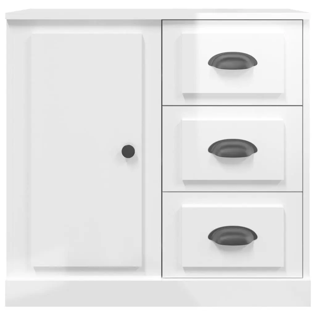 Sideboards 2 pcs High Gloss White Storage Cabinet Engineered Wood Buffet