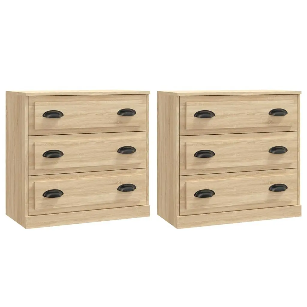 Sideboards Brown Engineered Wood 2 Piece Storage Cabinet Buffet Furniture