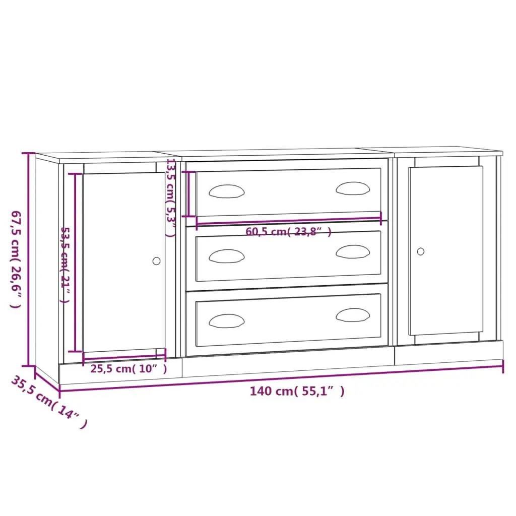 White High Gloss Sideboard Set