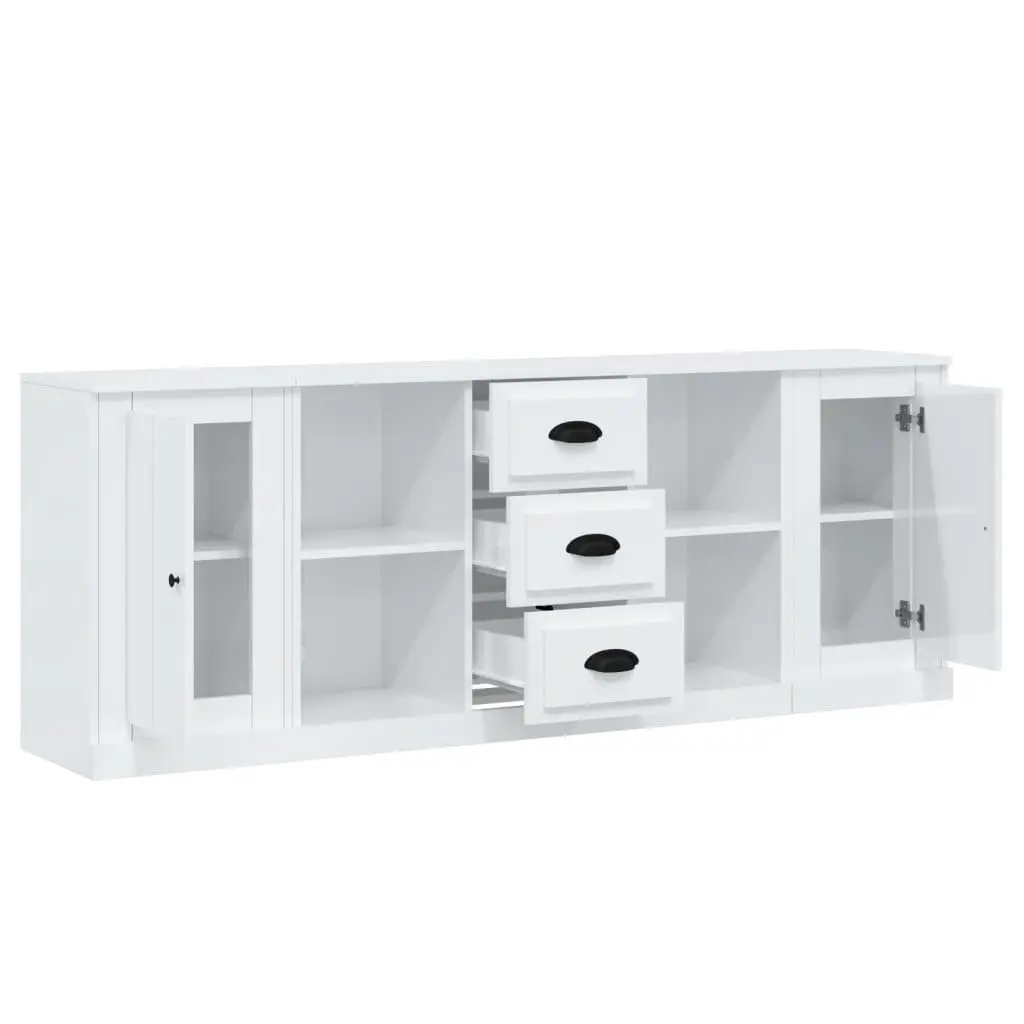 Sideboards High Gloss White Storage Cabinet 3 Piece Set