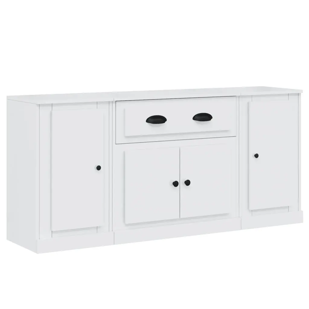 White High Gloss Sideboards Set of 3 Storage Cabinet Buffet Display Furniture