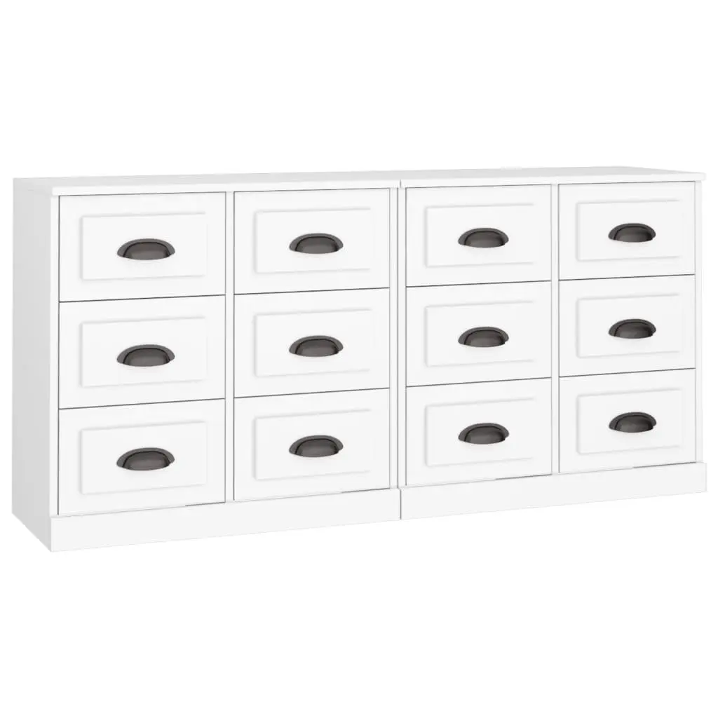 Sideboard Cabinet White Engineered Wood 2 pcs Storage Buffet Furniture Display