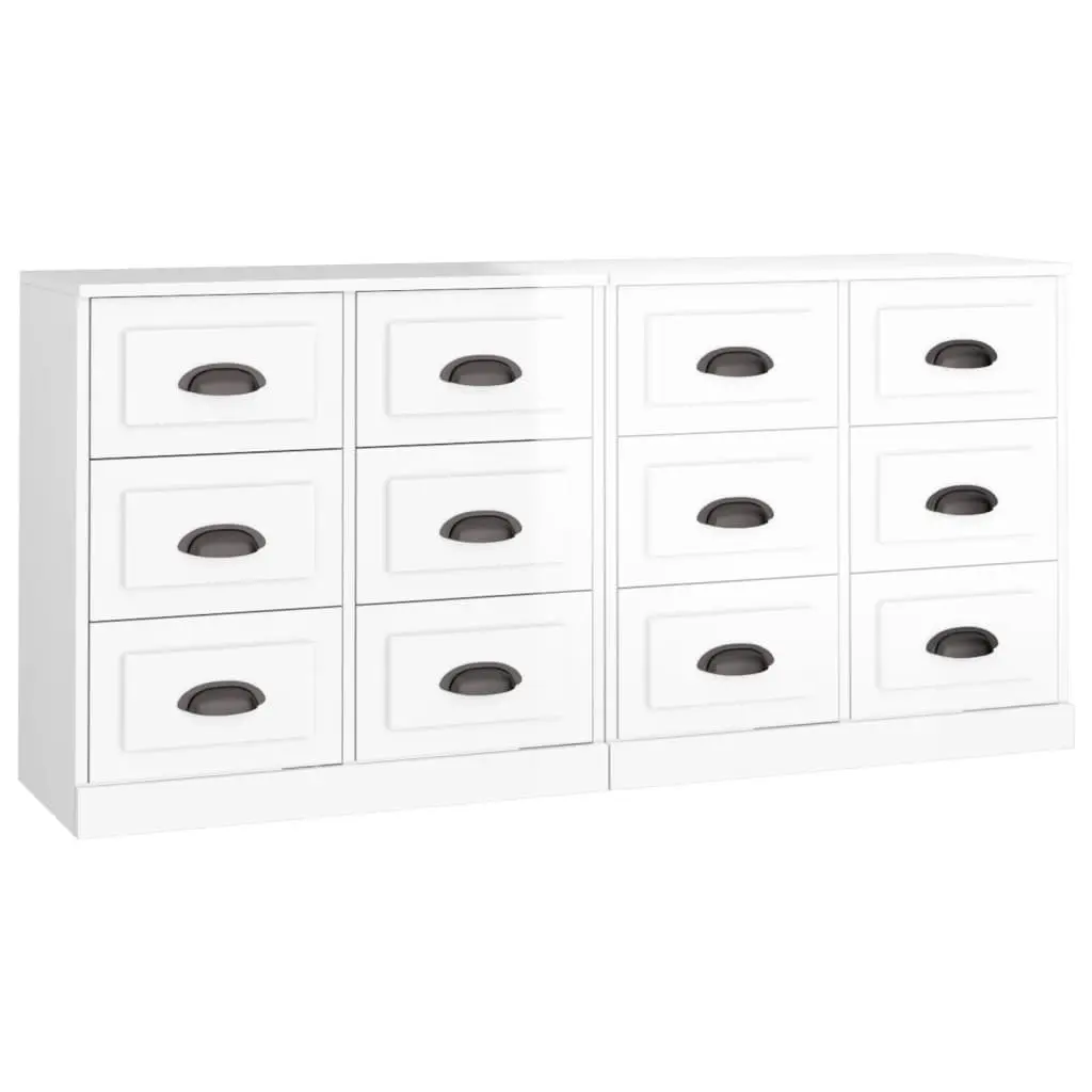 Sideboards High Gloss White Engineered Wood Storage Cabinet 2 Piece