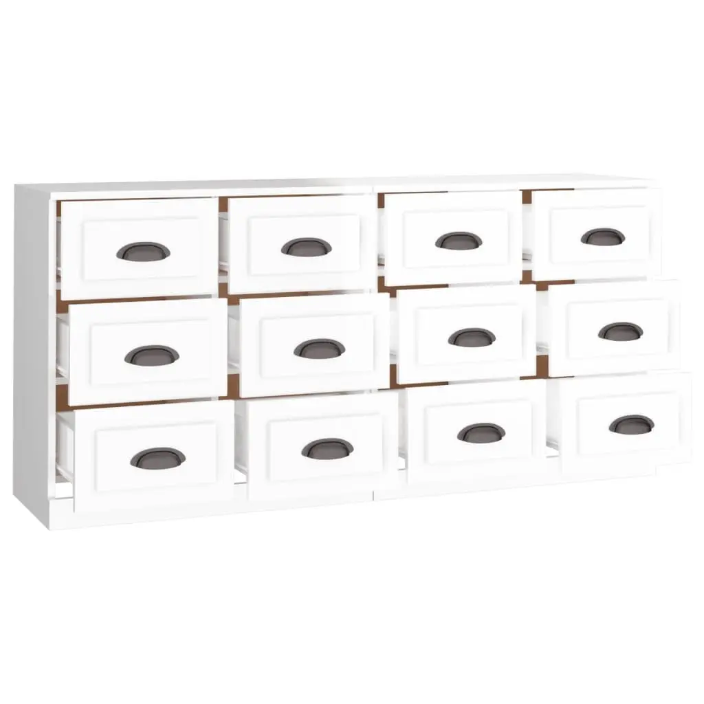 Sideboards High Gloss White Engineered Wood Storage Cabinet 2 Piece