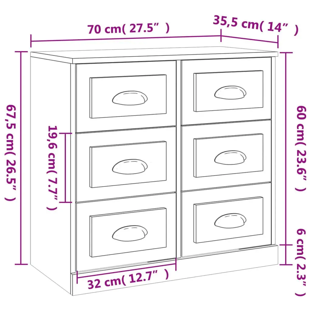 Sideboards High Gloss White Engineered Wood Storage Cabinet 2 Piece