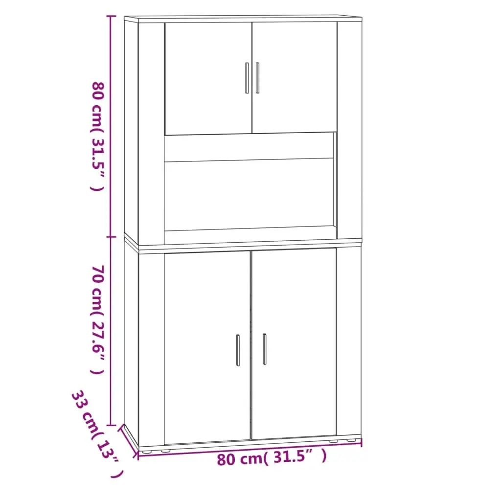 Sideboard Wall-Mounted Storage Cabinet White Engineered Wood