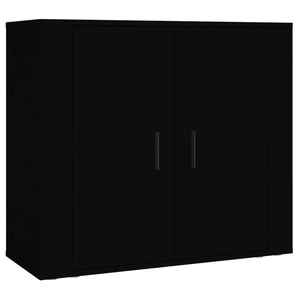Wall-Mounted Highboard Black Engineered Wood Storage Cabinet Sideboard