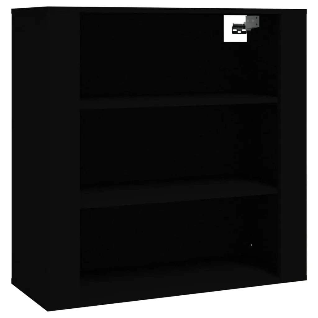 Wall-Mounted Highboard Black Engineered Wood Storage Cabinet Sideboard