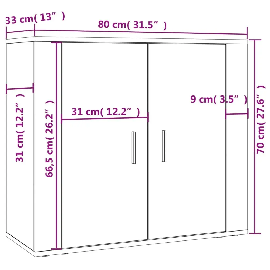Wall-Mounted Highboard Black Engineered Wood Storage Cabinet Sideboard
