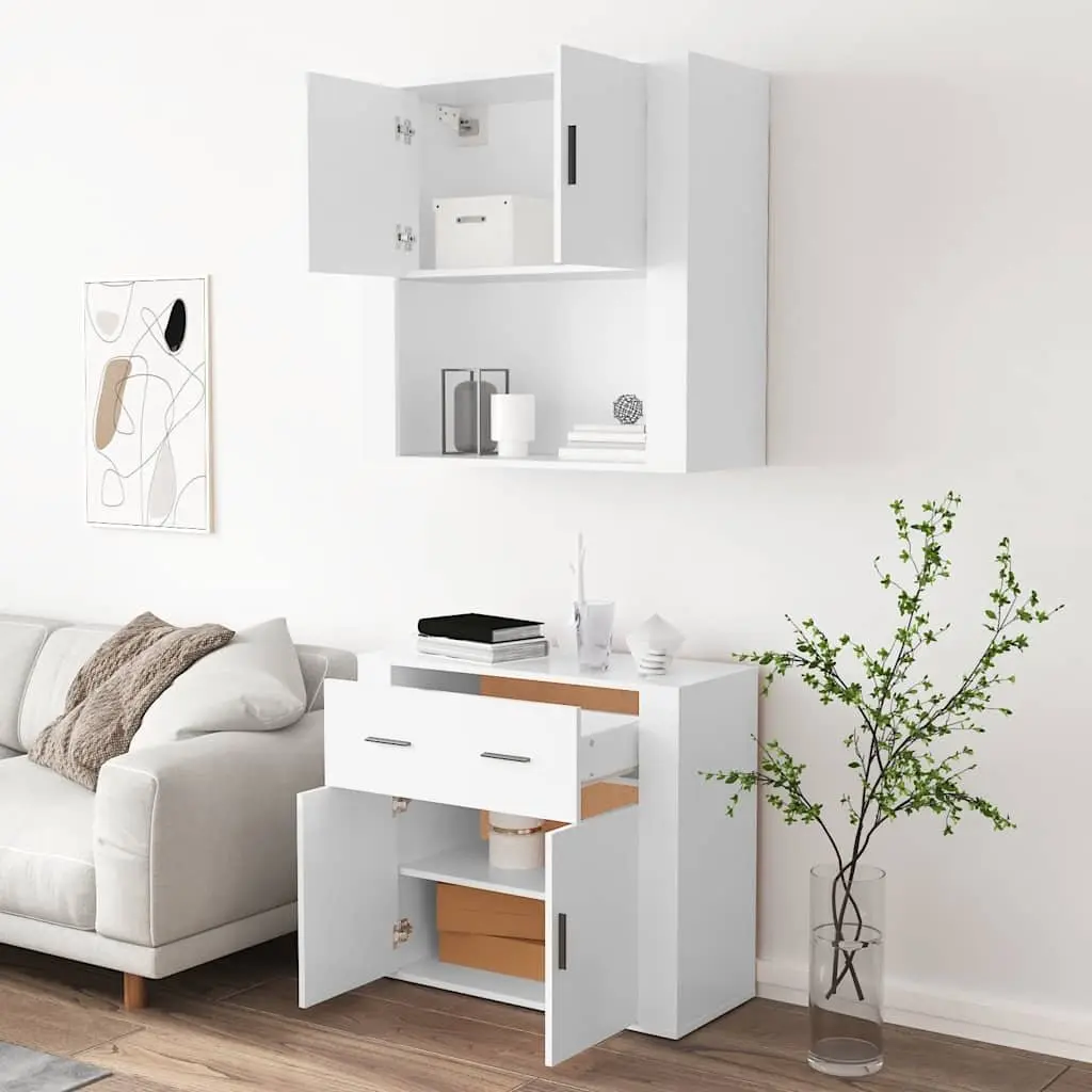 Highboard Wall-Mounted Storage Cabinet Engineered Wood White