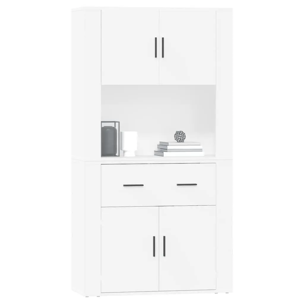 Highboard Wall-Mounted Storage Cabinet Engineered Wood White