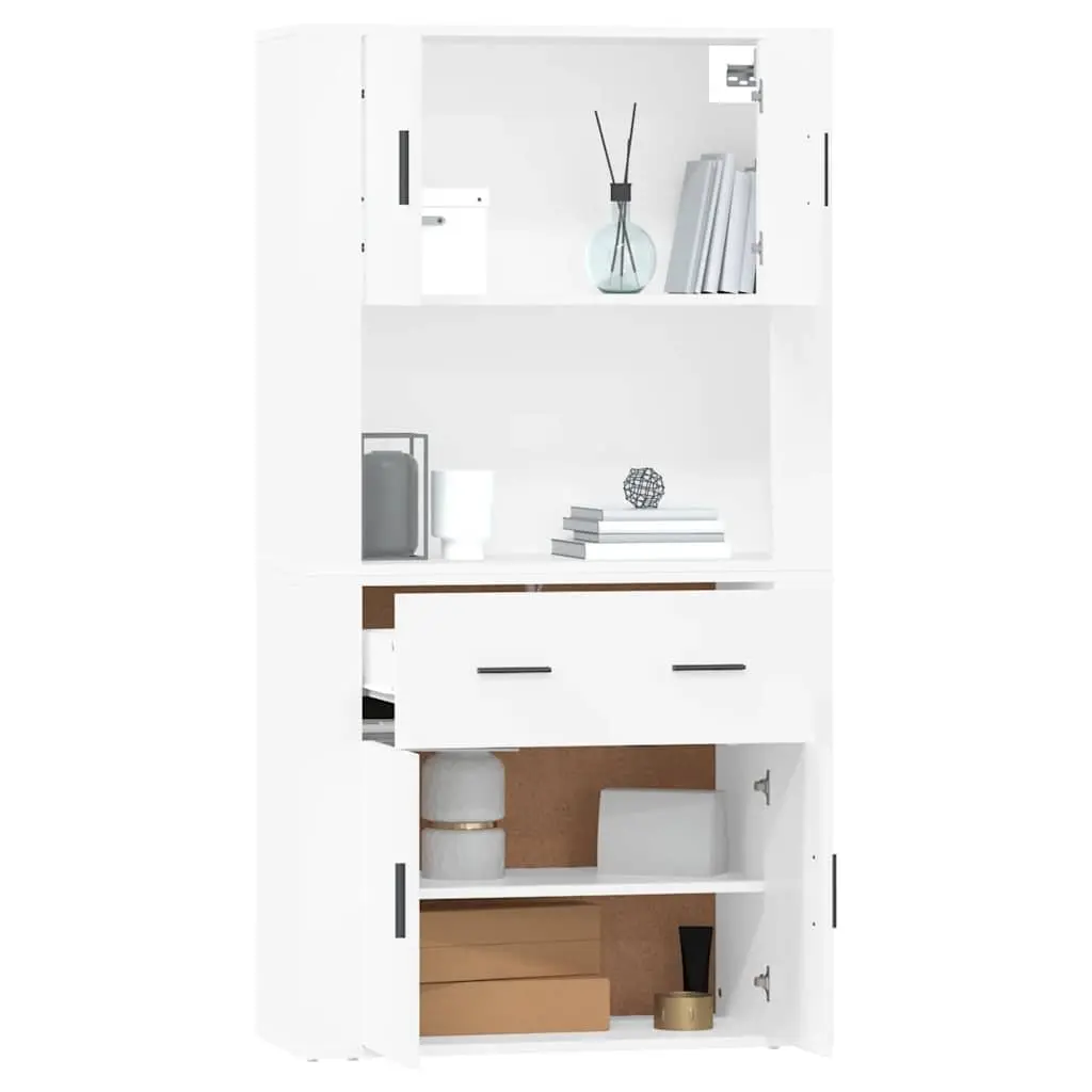 Highboard Wall-Mounted Storage Cabinet Engineered Wood White
