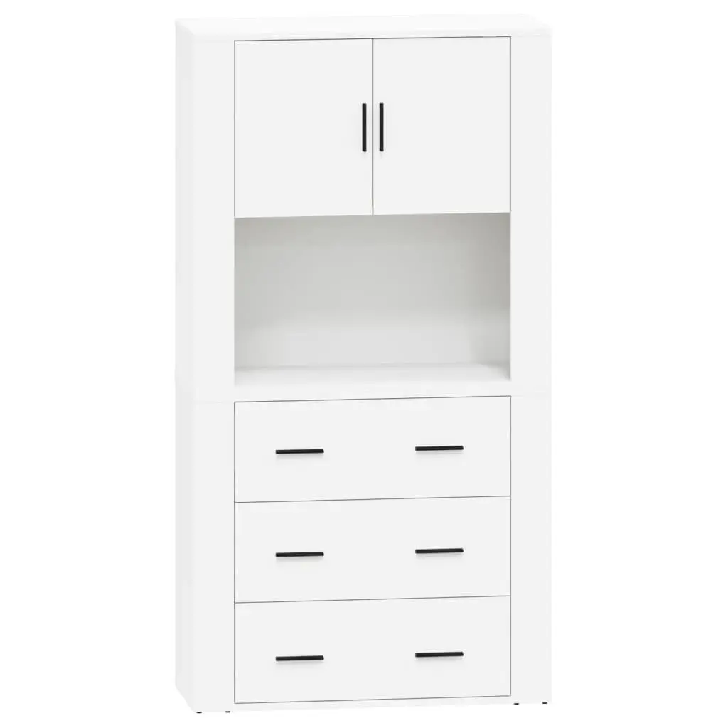 Highboard Wall-Mounted Storage Cabinet White Engineered Wood