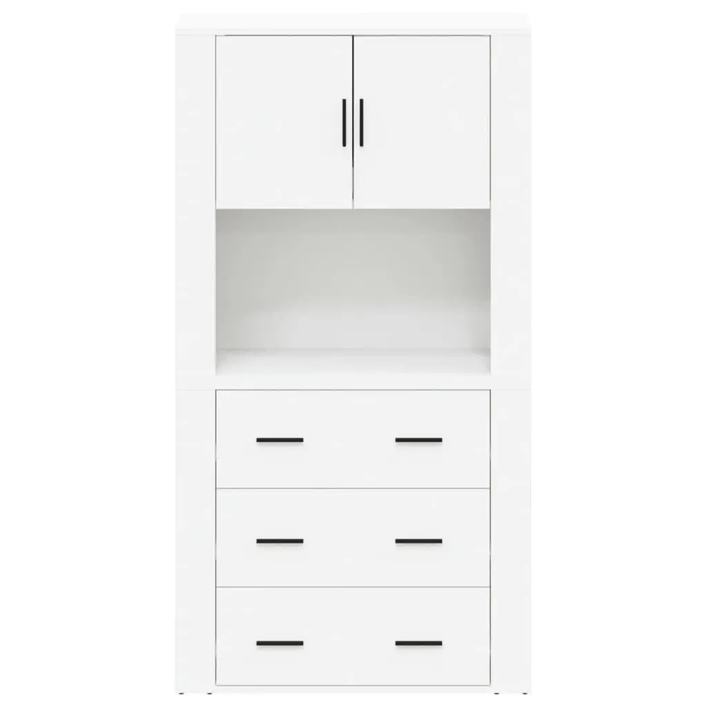 Highboard Wall-Mounted Storage Cabinet White Engineered Wood