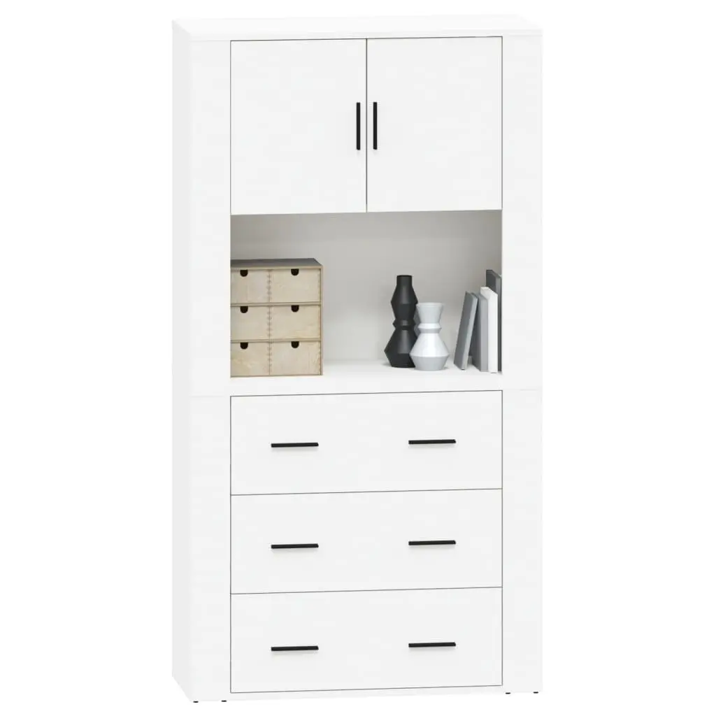 Highboard Wall-Mounted Storage Cabinet White Engineered Wood