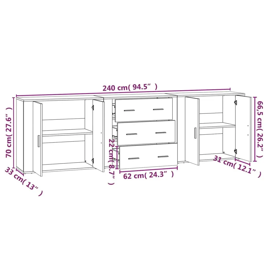 White Sideboards Set of 3