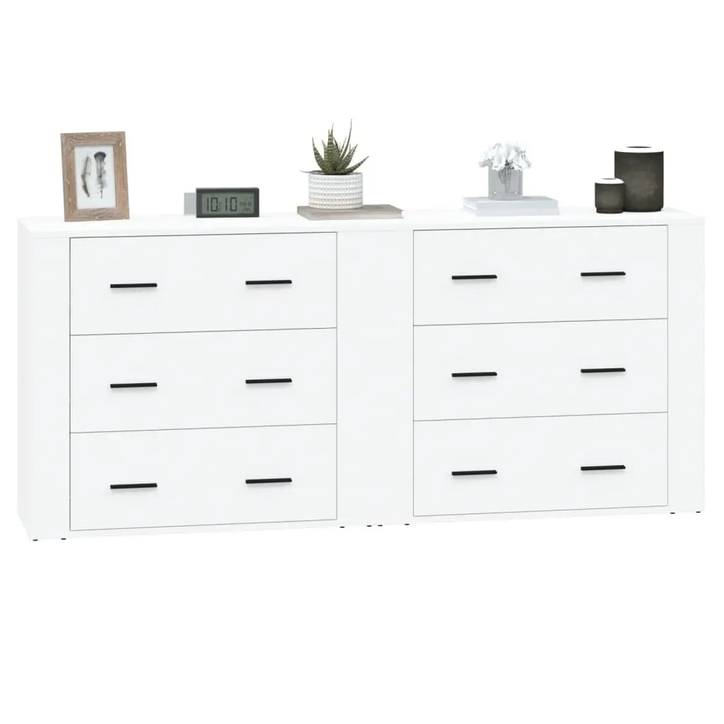 Sideboards 2 pcs White Storage Cabinet Engineered Wood Furniture Buffet