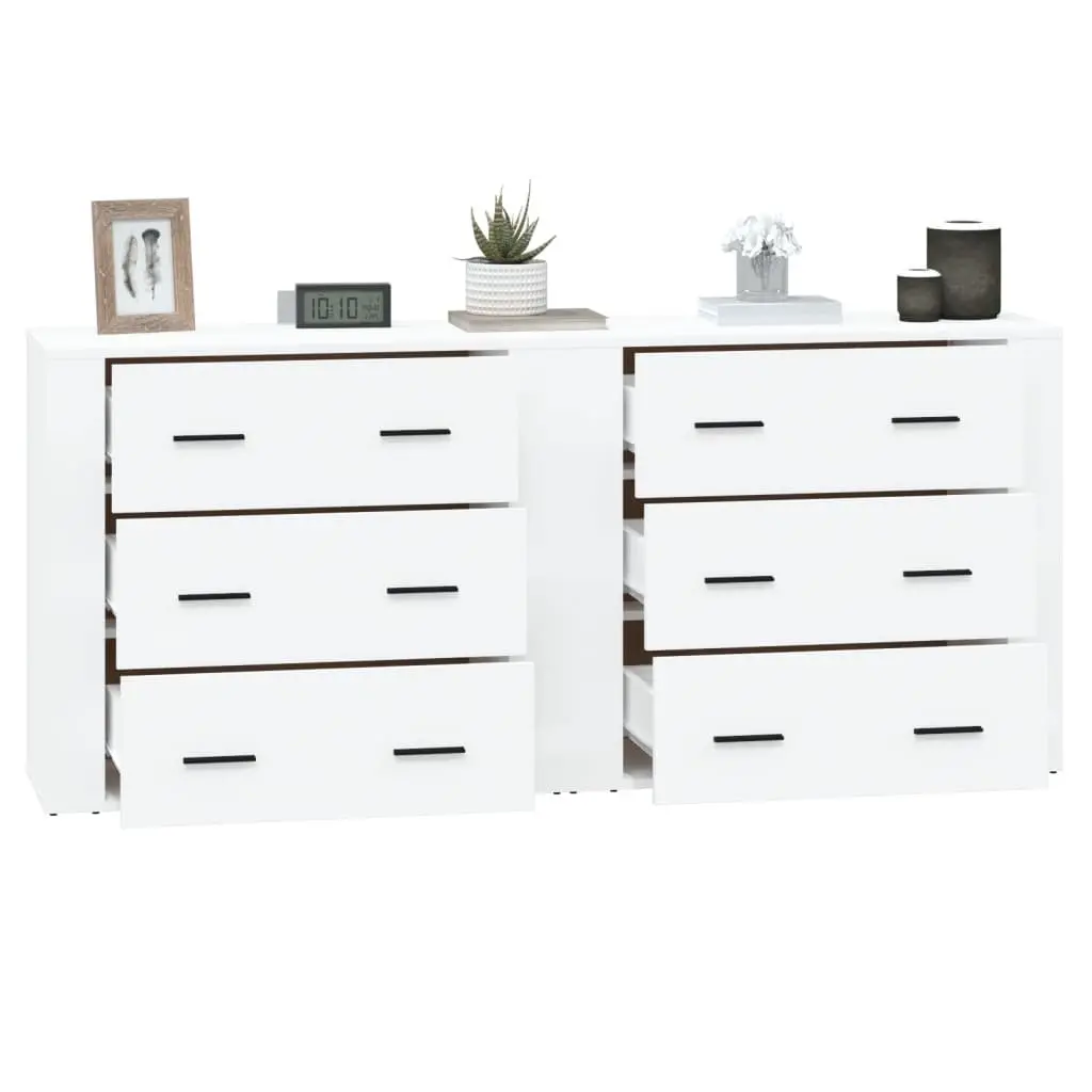 Sideboards 2 pcs White Storage Cabinet Engineered Wood Furniture Buffet