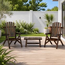 3 Piece Garden Lounge Set Outdoor Furniture Solid Wood Armchairs Coffee Table