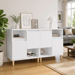 Sideboard Cabinet 2 pcs White Storage Furniture Engineered Wood 60x35x70 cm