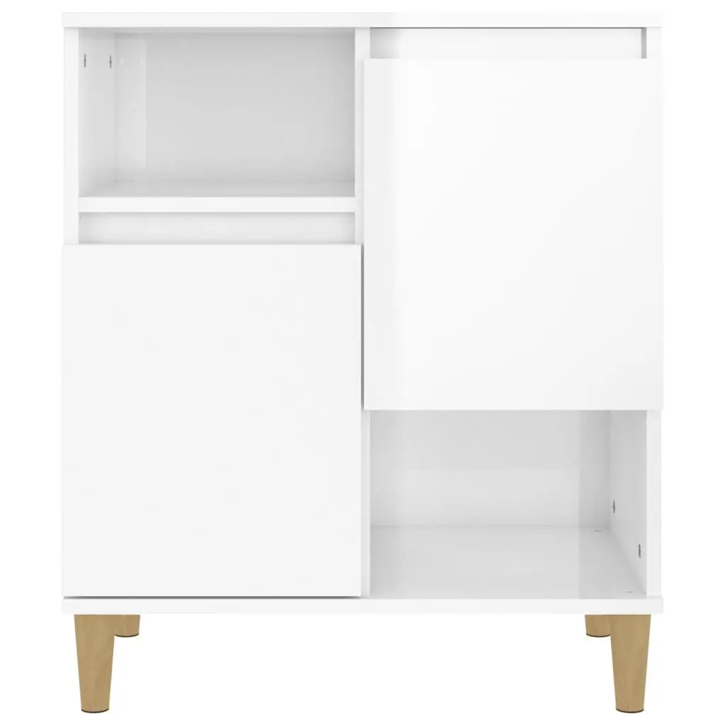 Sideboard Cabinet 2 pcs High Gloss White Storage Cupboard 4 Compartments 2 Doors