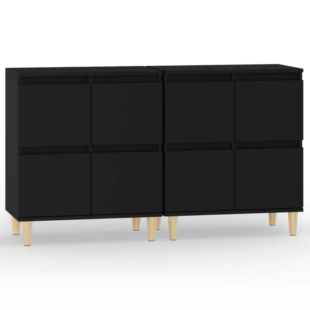 Sideboard Cabinet Black 60x35x70 cm 2 Piece Storage Cupboard Engineered Wood