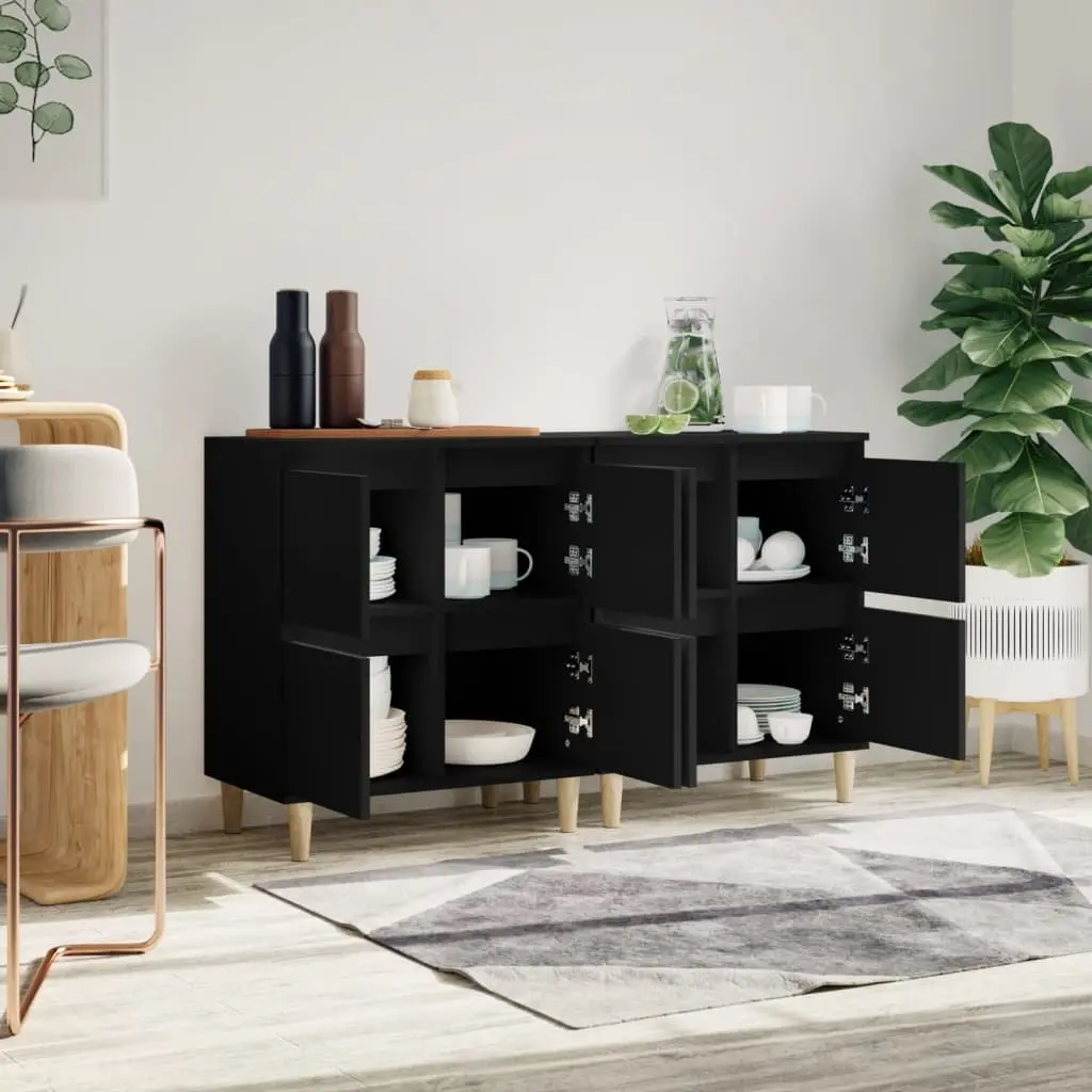 Sideboard Cabinet Black 60x35x70 cm 2 Piece Storage Cupboard Engineered Wood