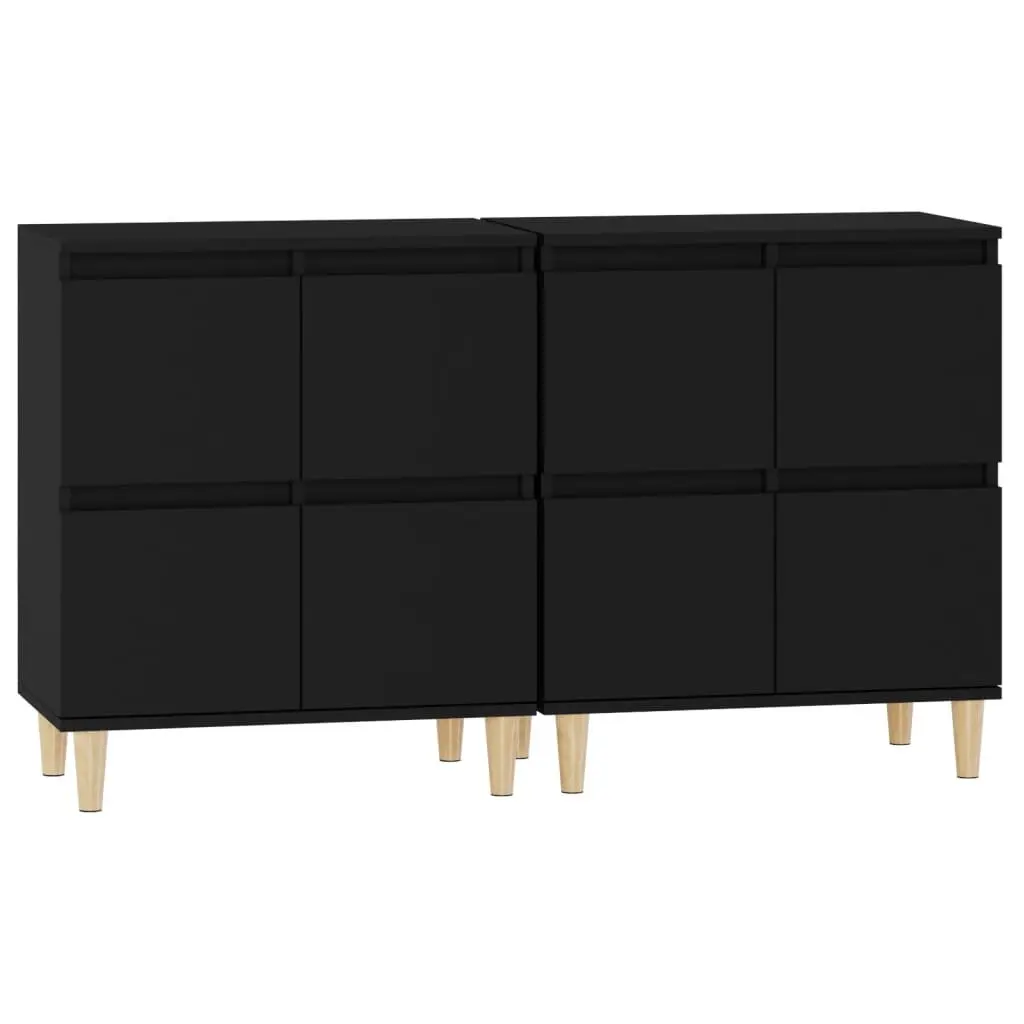 Sideboard Cabinet Black 60x35x70 cm 2 Piece Storage Cupboard Engineered Wood