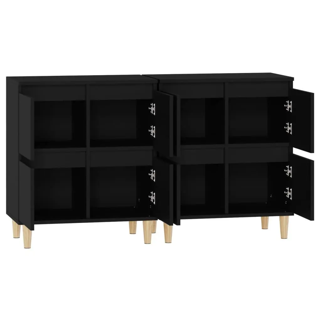 Sideboard Cabinet Black 60x35x70 cm 2 Piece Storage Cupboard Engineered Wood