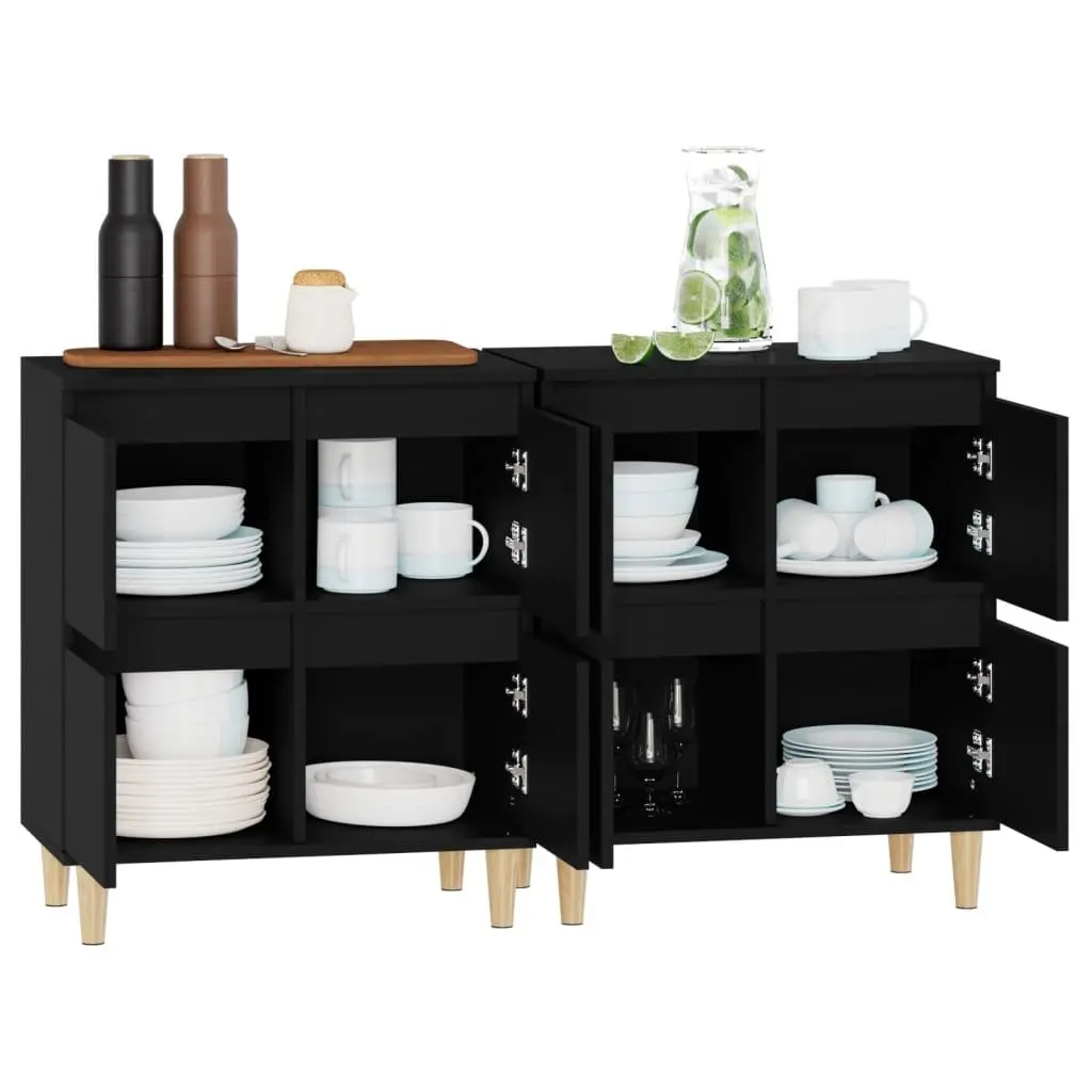 Sideboard Cabinet Black 60x35x70 cm 2 Piece Storage Cupboard Engineered Wood