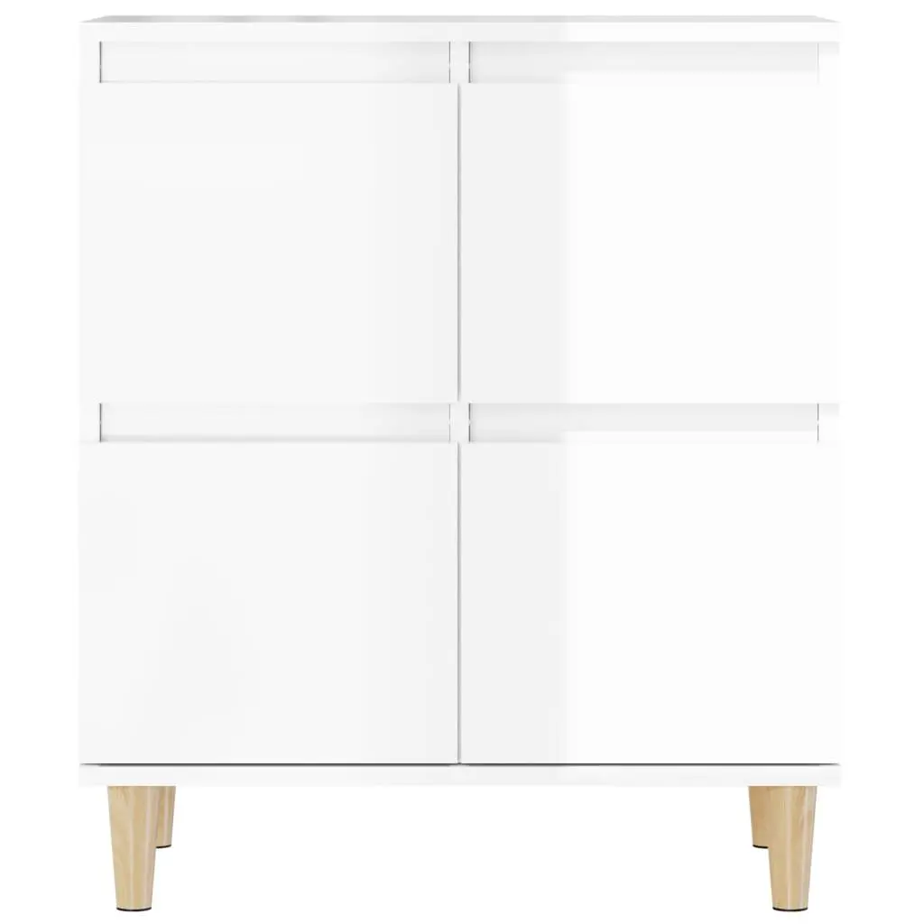 Sideboards 2 pcs High Gloss White Storage Cabinet Engineered Wood 60x35x70 cm