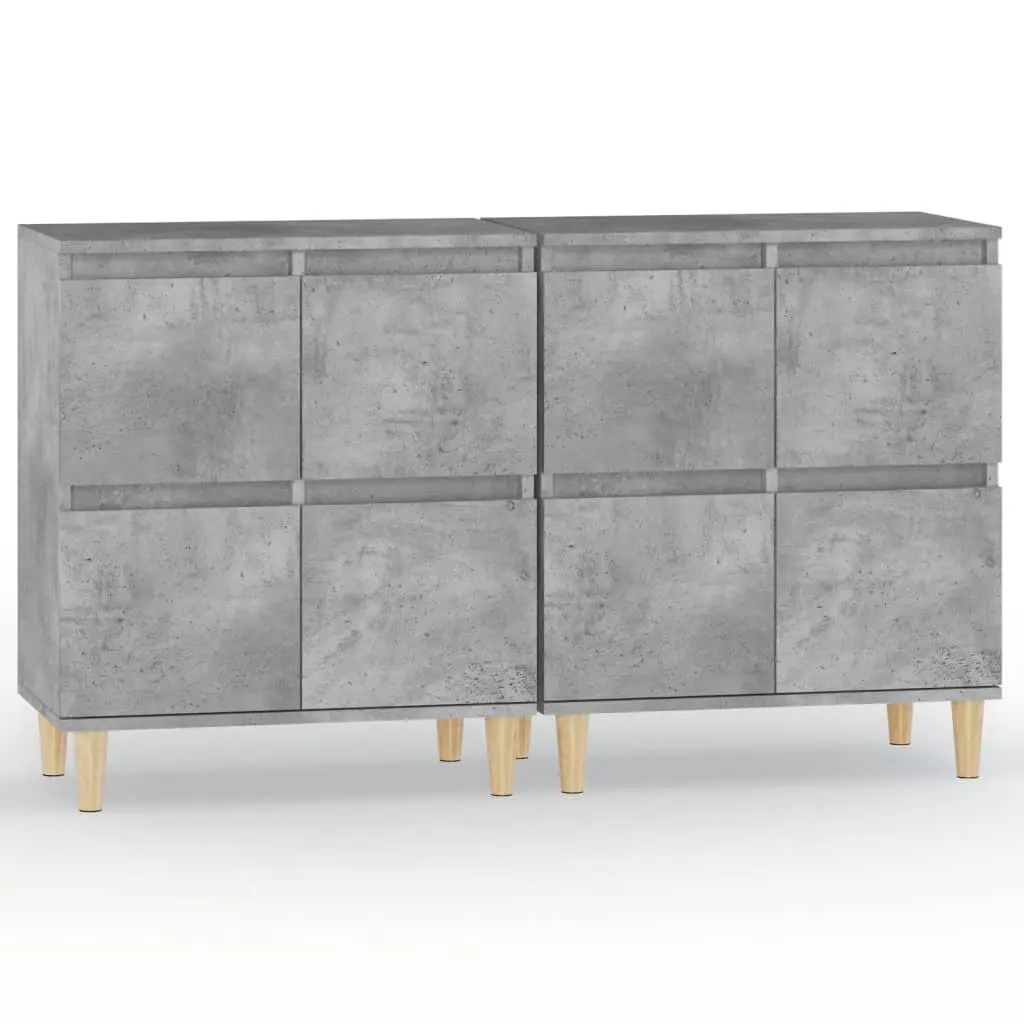 Storage Cupboard Grey Engineered Wood Sideboard 60x35x70cm Set of 2