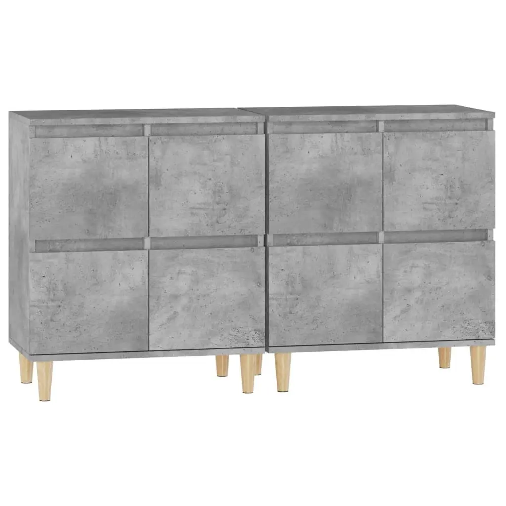 Storage Cupboard Grey Engineered Wood Sideboard 60x35x70cm Set of 2