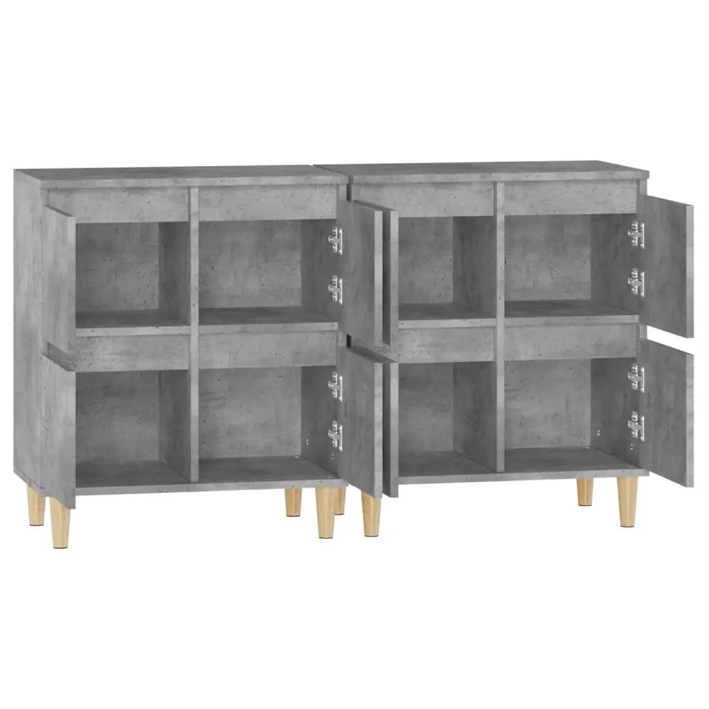 Storage Cupboard Grey Engineered Wood Sideboard 60x35x70cm Set of 2