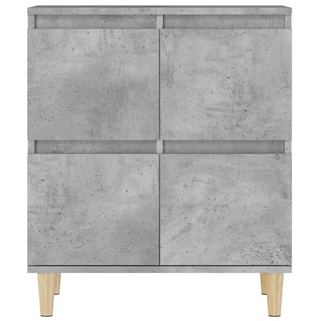 Storage Cupboard Grey Engineered Wood Sideboard 60x35x70cm Set of 2