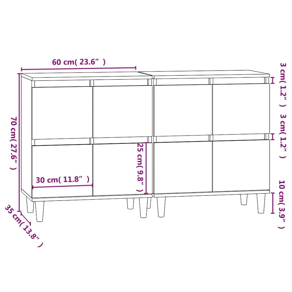 Sideboard Cabinet Brown Engineered Wood 60x35x70cm