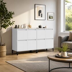 Sideboards 2 pcs White 60x35x70 cm Storage Cabinet Engineered Wood Compartments