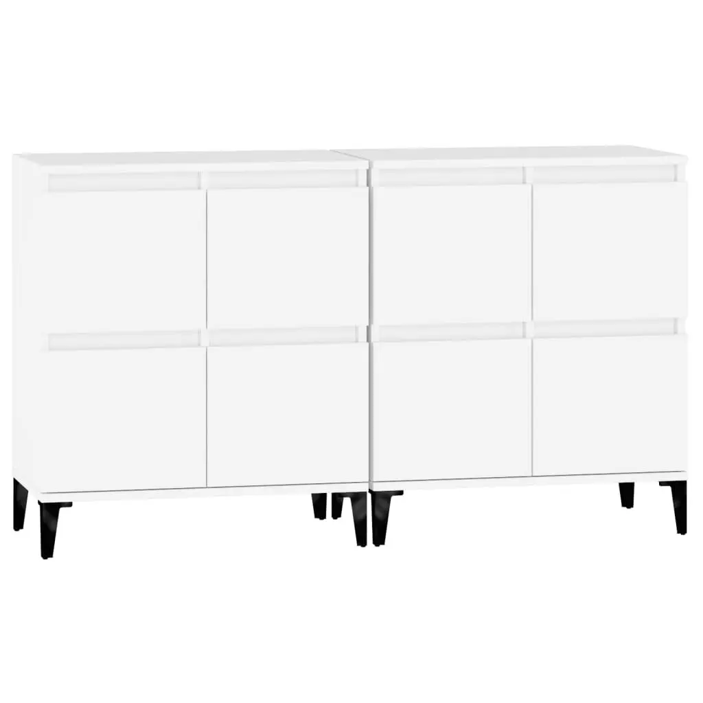 Sideboards White 2 pcs 60x35x70 cm Engineered Wood Storage Cabinet Compartments