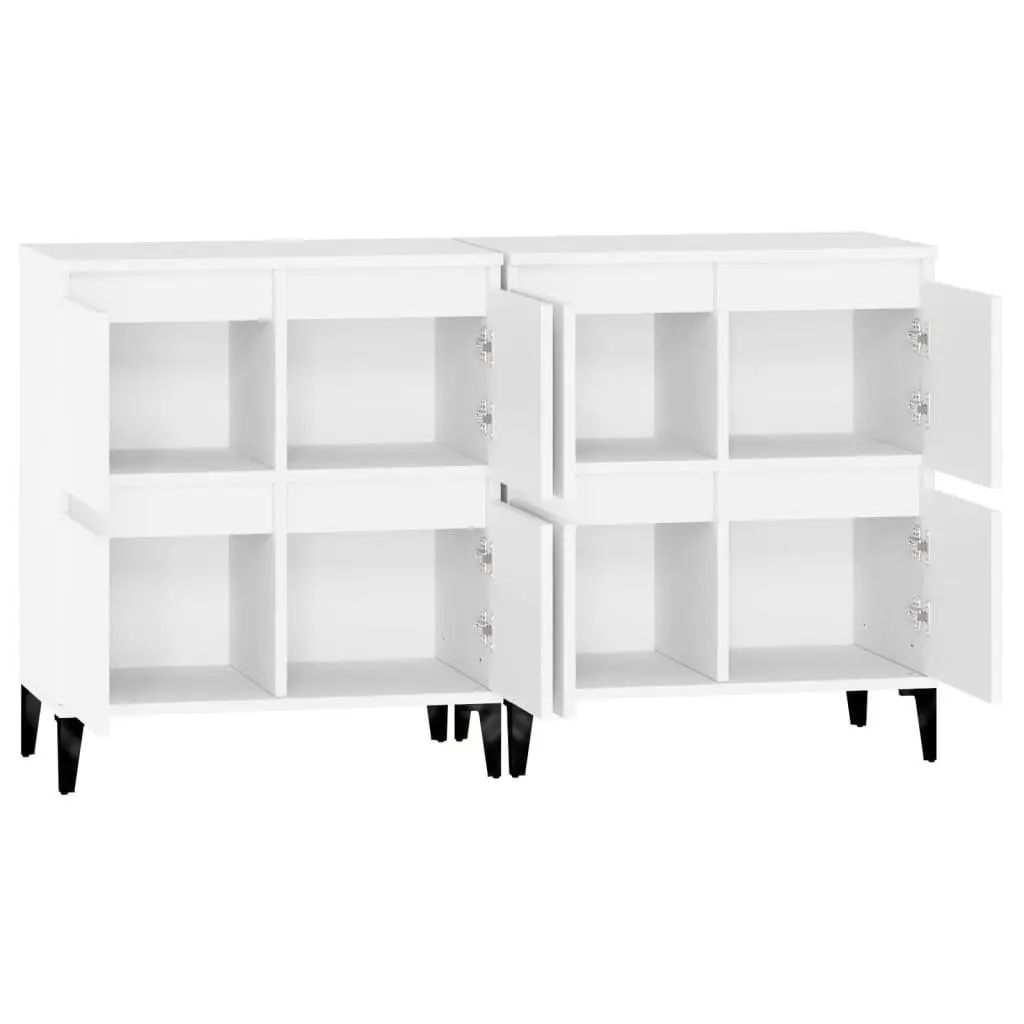 Sideboards White 2 pcs 60x35x70 cm Engineered Wood Storage Cabinet Compartments