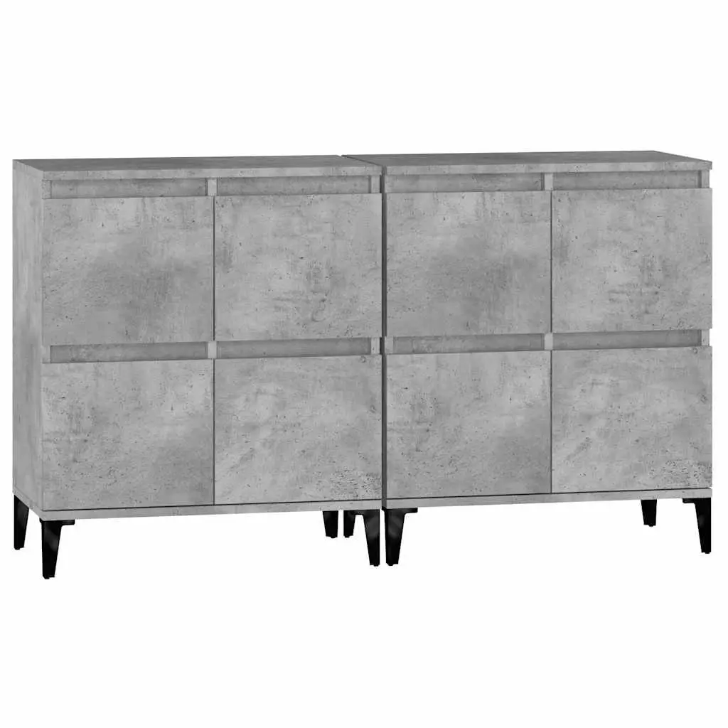 Sideboard Cabinet 2 pcs Grey Engineered Wood Storage Buffet Cupboard 60x35x70cm