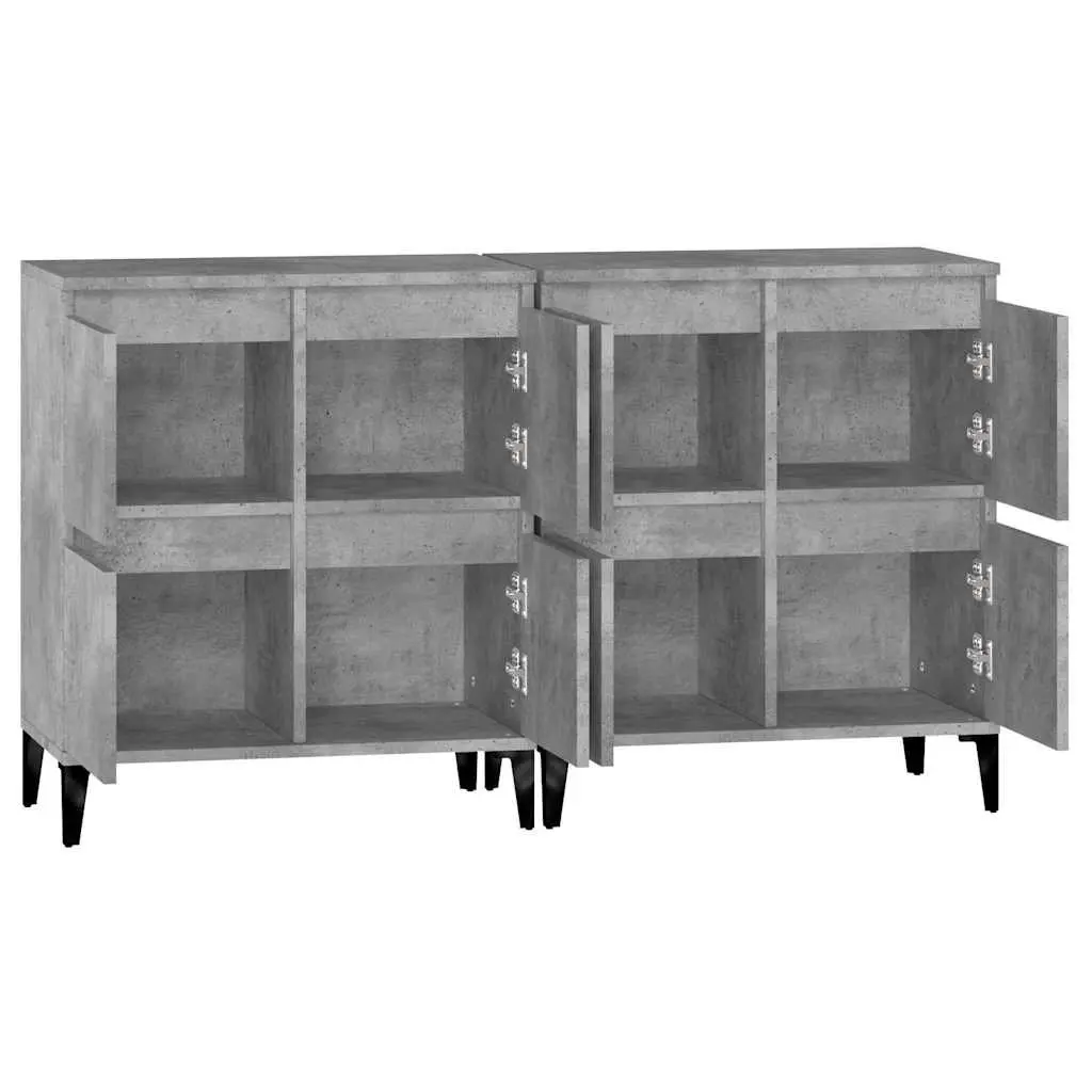 Sideboard Cabinet 2 pcs Grey Engineered Wood Storage Buffet Cupboard 60x35x70cm