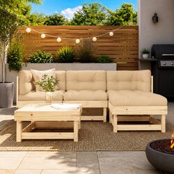 5-Piece Cozy Outdoor Lounge Set in Brown