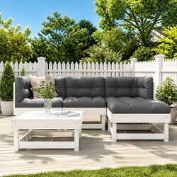 Garden Lounge Set 5 Piece Outdoor Furniture with Cushions White Wood Patio Sofa