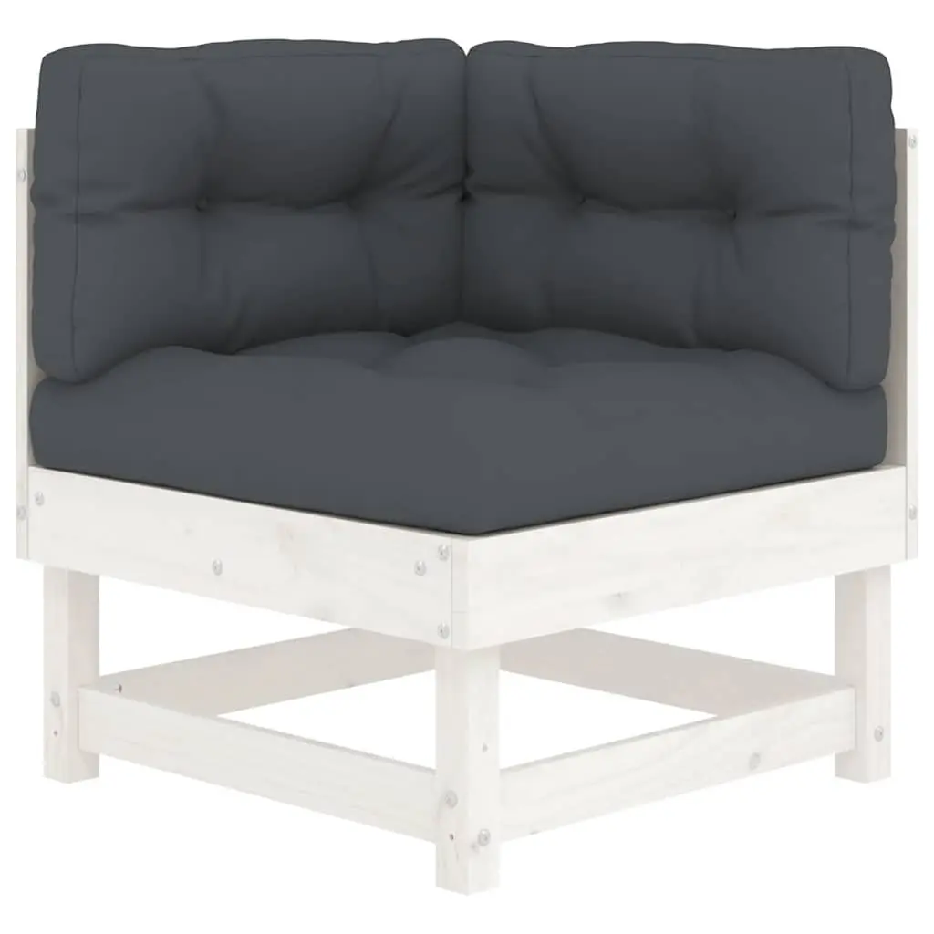 Garden Lounge Set 5 Piece Outdoor Furniture with Cushions White Wood Patio Sofa