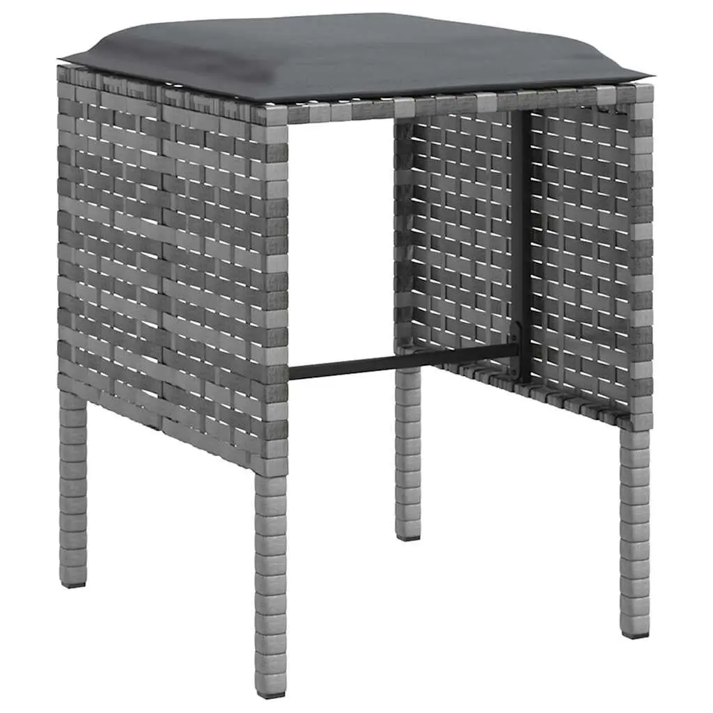 L-Shaped Outdoor Sofa Set Weather-Resistant PE Rattan Grey 5 Piece