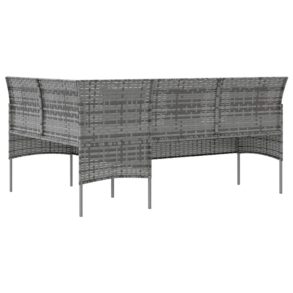 L-Shaped Outdoor Sofa Set Weather-Resistant PE Rattan Grey 5 Piece