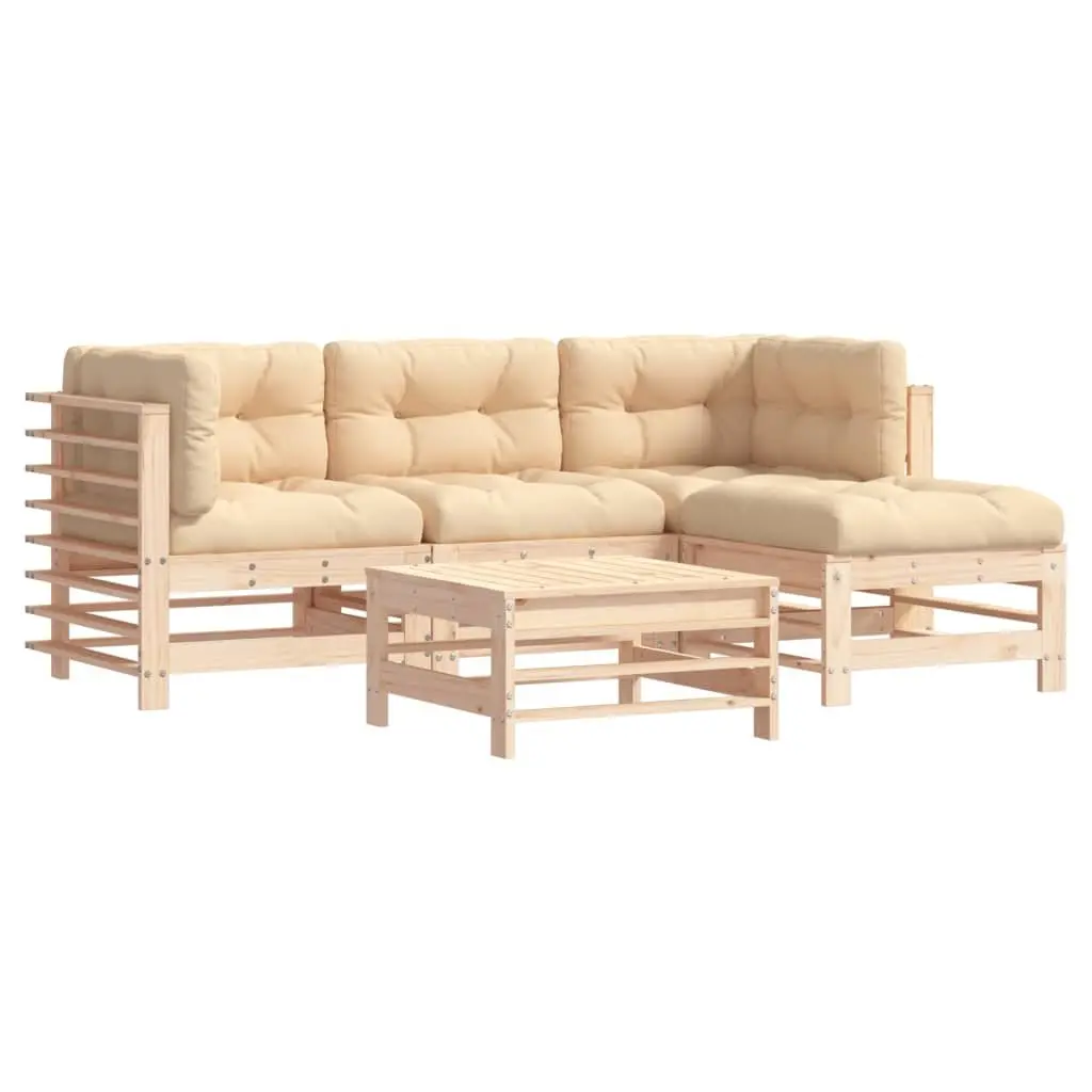 Garden Lounge Set 5 Piece Outdoor Furniture Patio Sofa with Cushions Wood