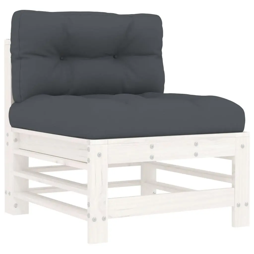 Garden Lounge Set 5 Piece Outdoor Furniture White Cushions Patio Seating