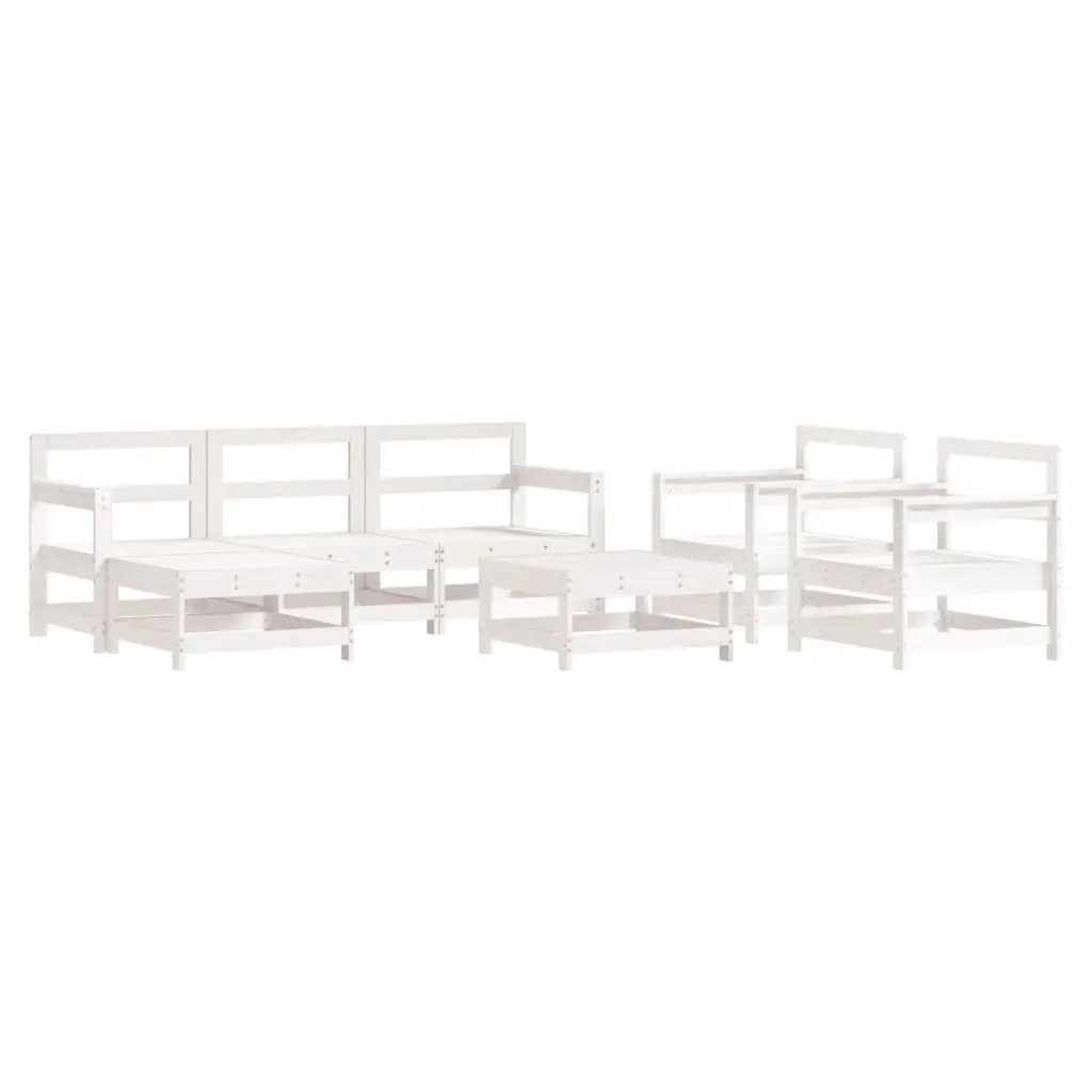Garden Lounge Set 7 Piece White Solid Wood Outdoor Furniture Patio Cushions