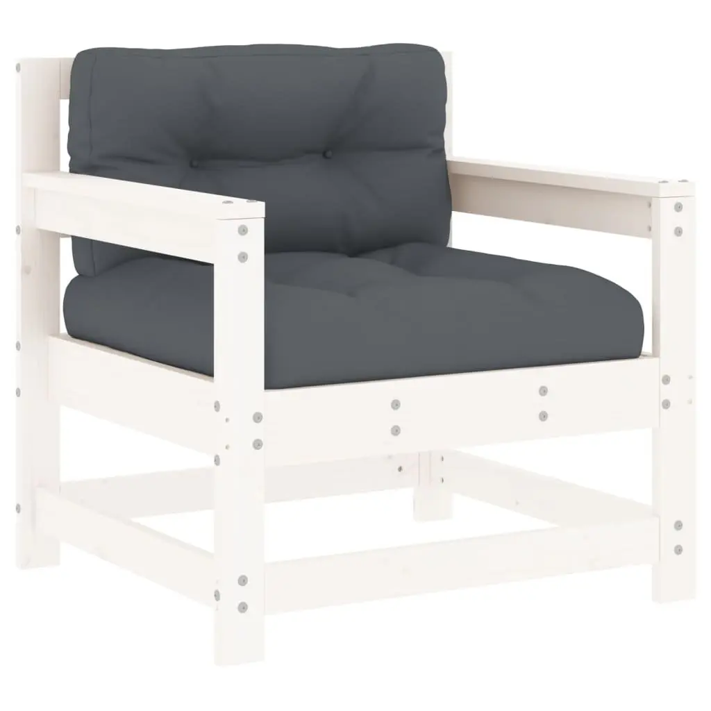 Garden Lounge Set 7 Piece White Solid Wood Outdoor Furniture Patio Cushions
